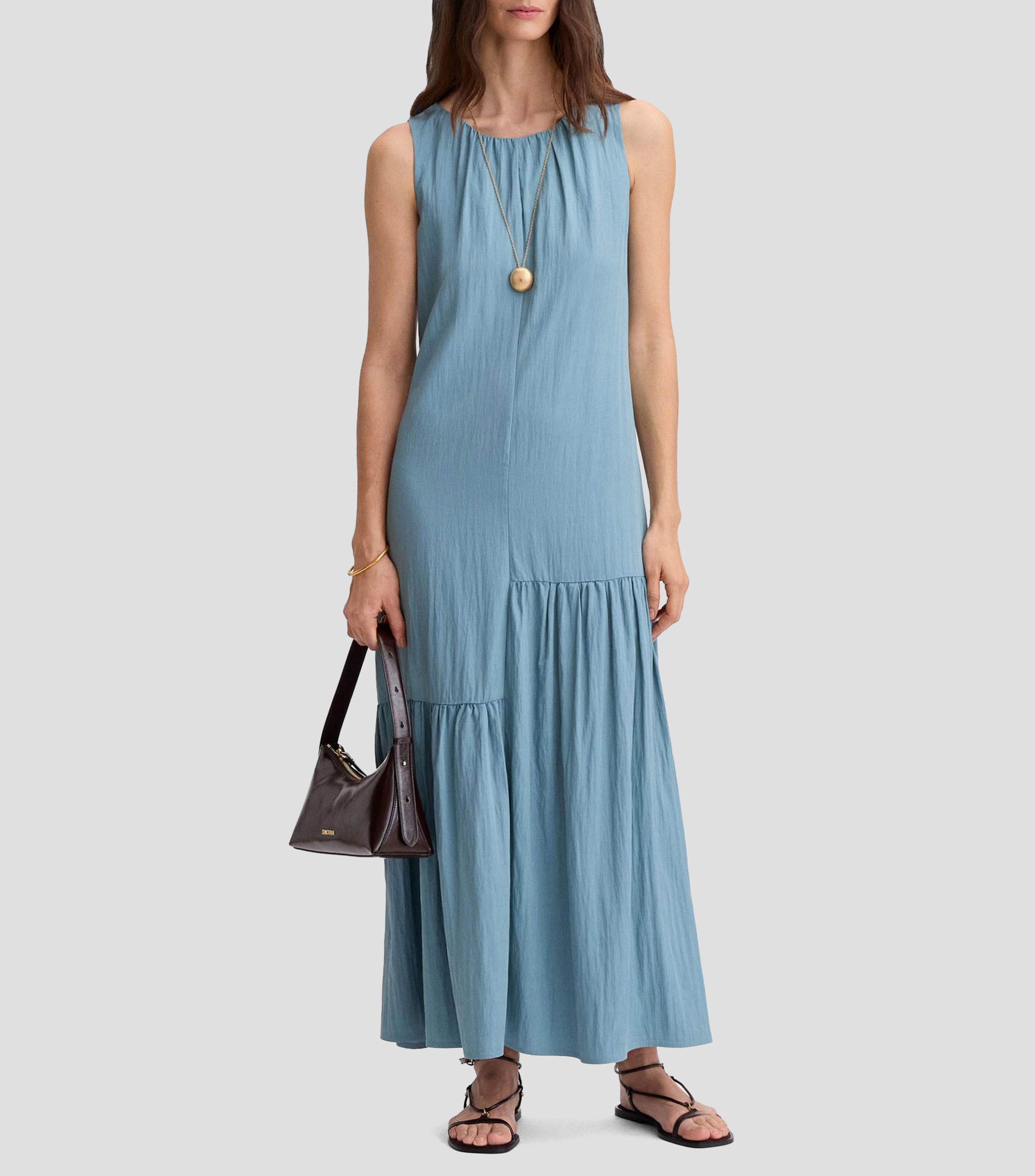 Vestido largo liso Mujer